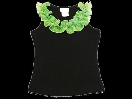 Black Tank with Lime Ribbon